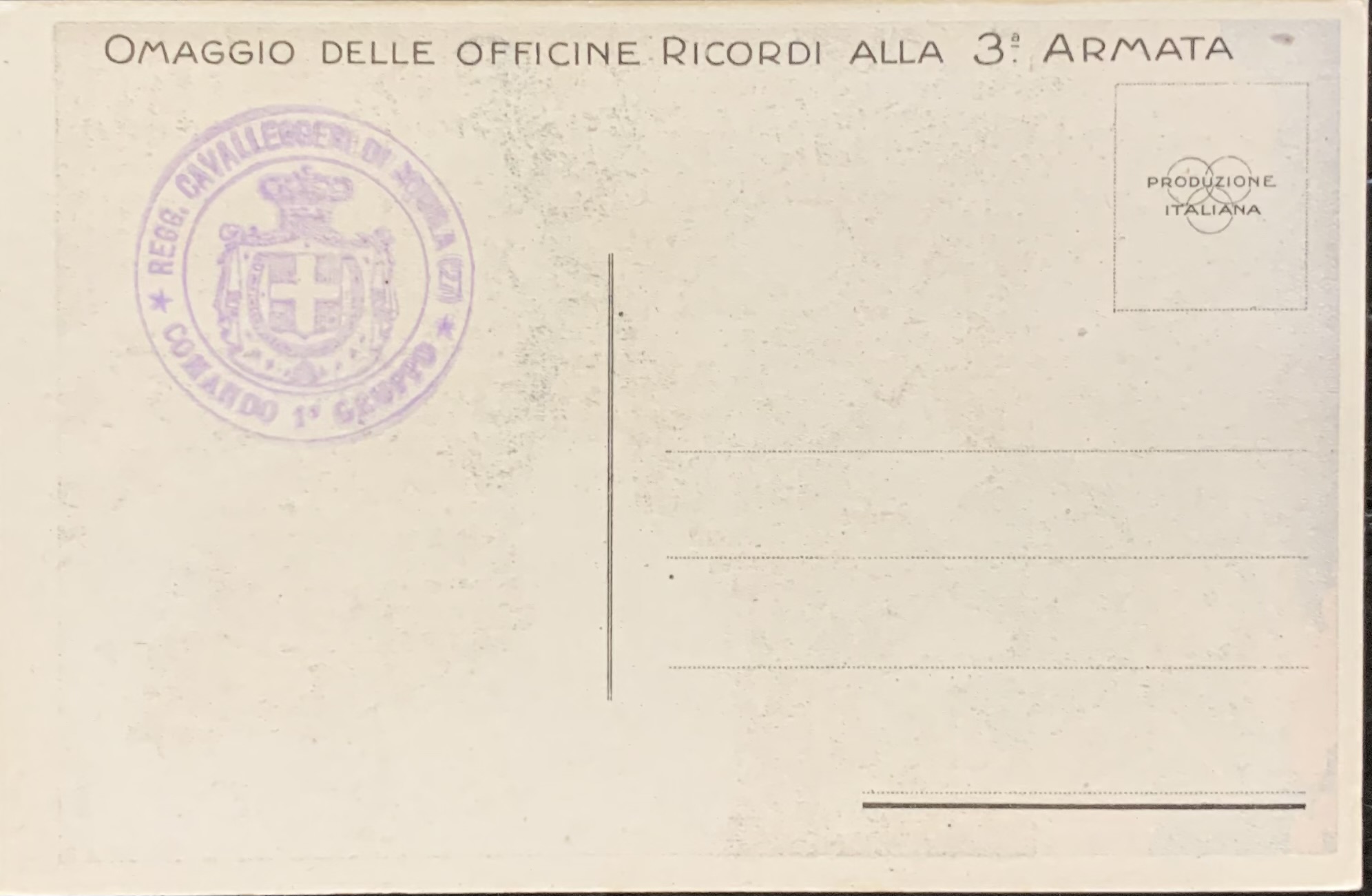 Cartolina d'epoca - Prima Guerra Mondiale. Omaggio delle Officine Ricordi alla 3^ armata 1916 (Antonio Rubino) - immagine 2