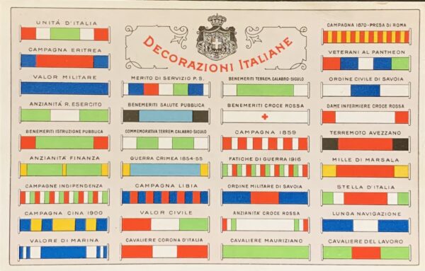 Cartolina d'epoca - Prima Guerra Mondiale. Decorazioni Italiane 1918