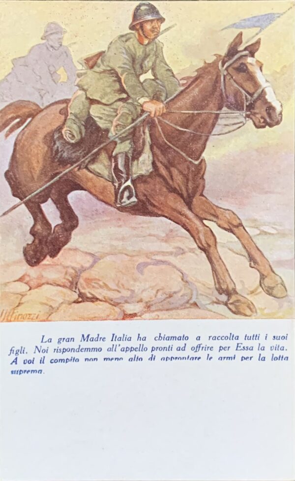 Cartolina d'epoca - Prima Guerra Mondiale. La Madre Italia ha chiamato a raccolta tutti i suoi figli 1916 (Ugo Finozzi)