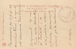 Cartolina d'epoca - Terzo Centenario dalla Nascita di Evangelista Torricelli Faentino Faenza 1908 (Roberto Franzoni) - immagine 2