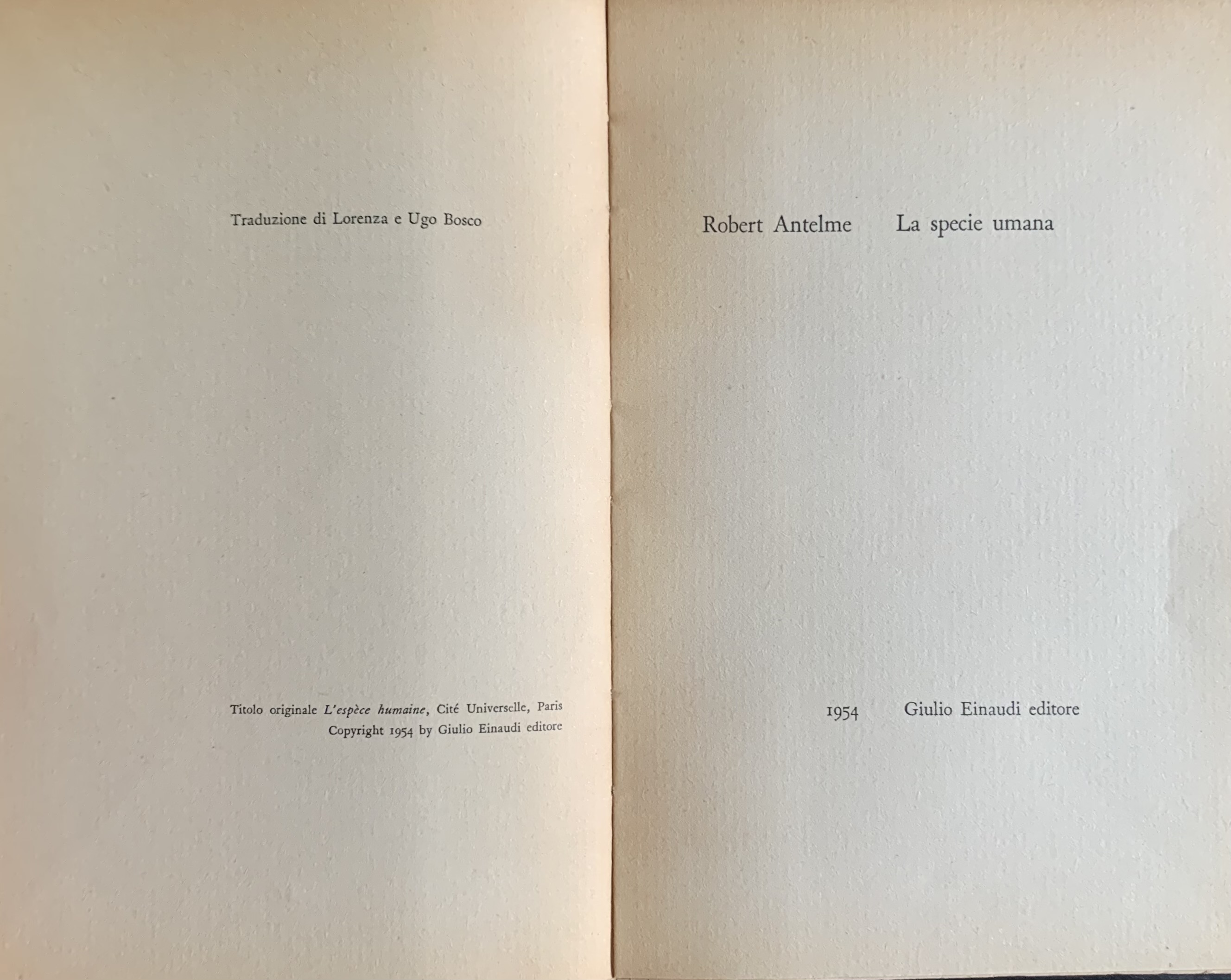 Antelme, Robert - La specie umana   [Einaudi Torino, 1954] - immagine 3