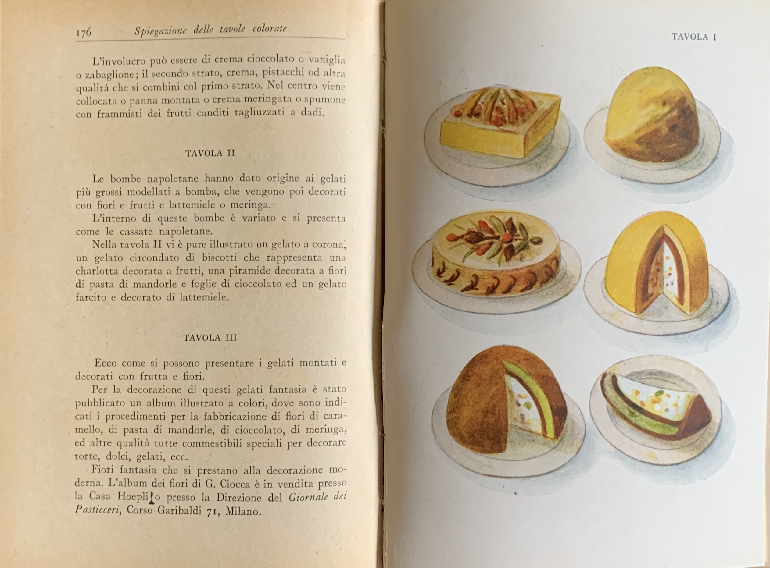 Ciocca, Giuseppe - Gelati, dolci freddi, rinfreschi, bibite refrigeranti, conserve e composte di frutta   [Hoepli Milano, 1944] - immagine 4