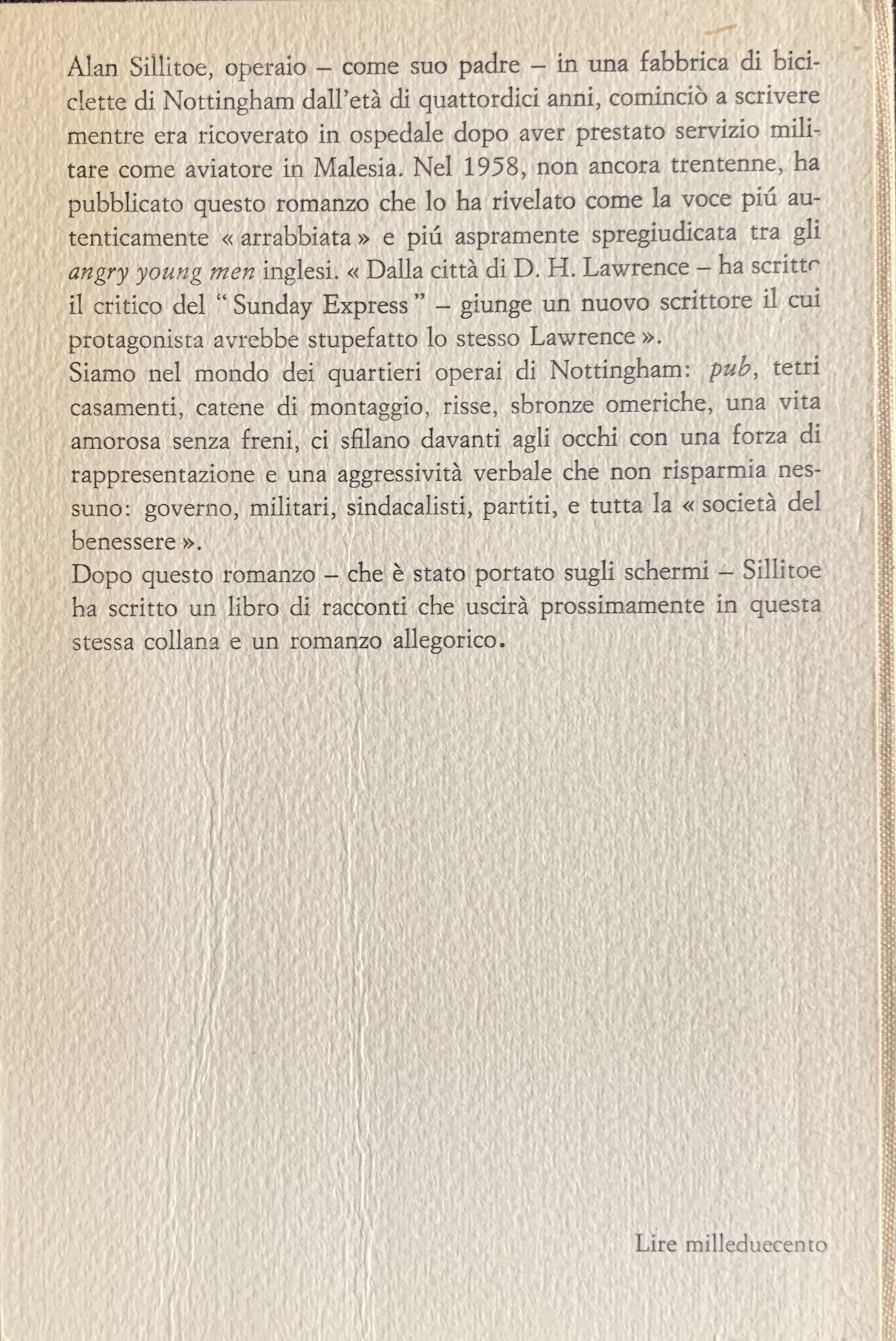 Sillitoe, Alan - Sabato sera, domenica mattina   [Einaudi Torino, 1961] - immagine 2