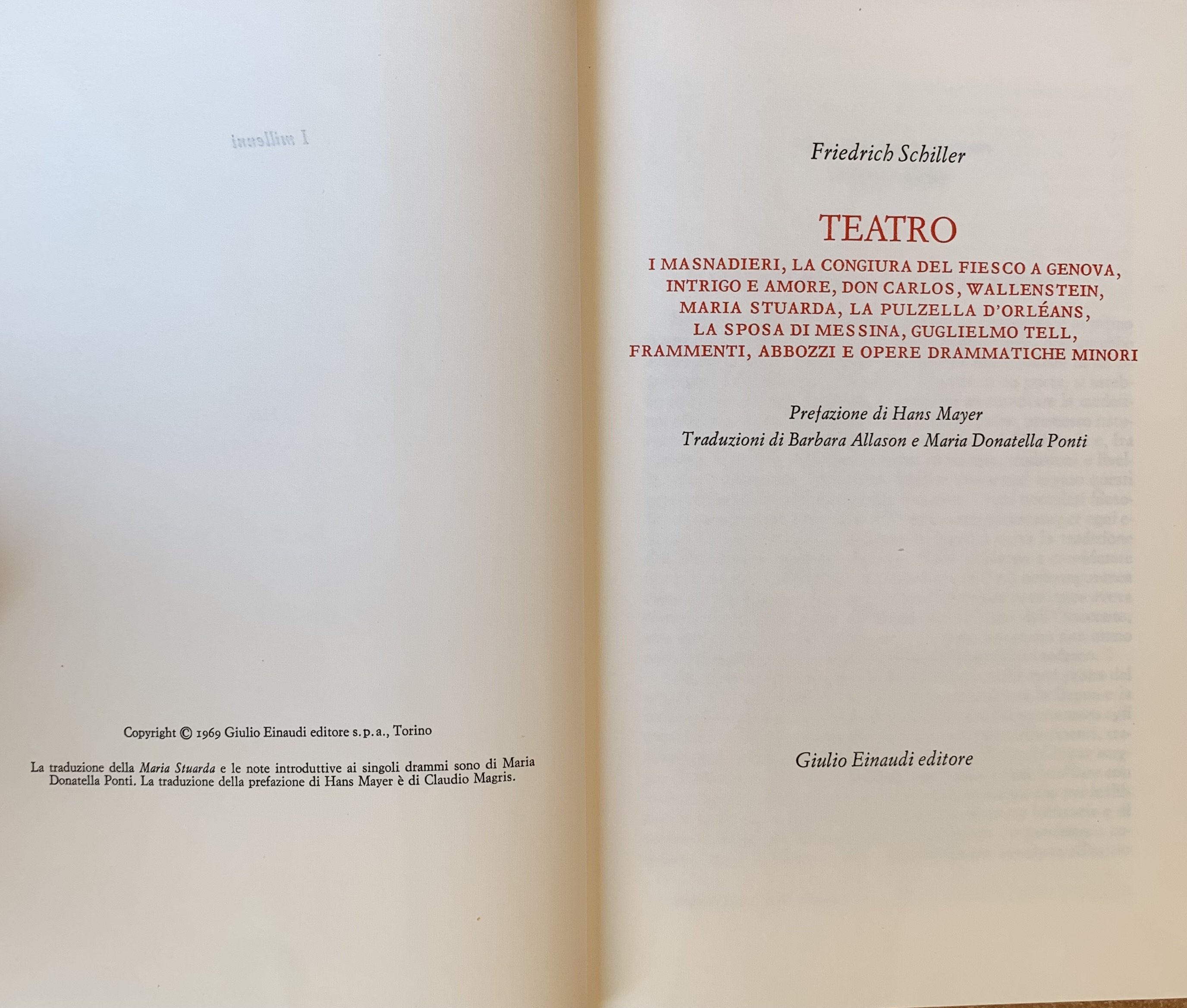 Schiller, Friedrich - Teatro   [Einaudi Torino, 1969] - immagine 4