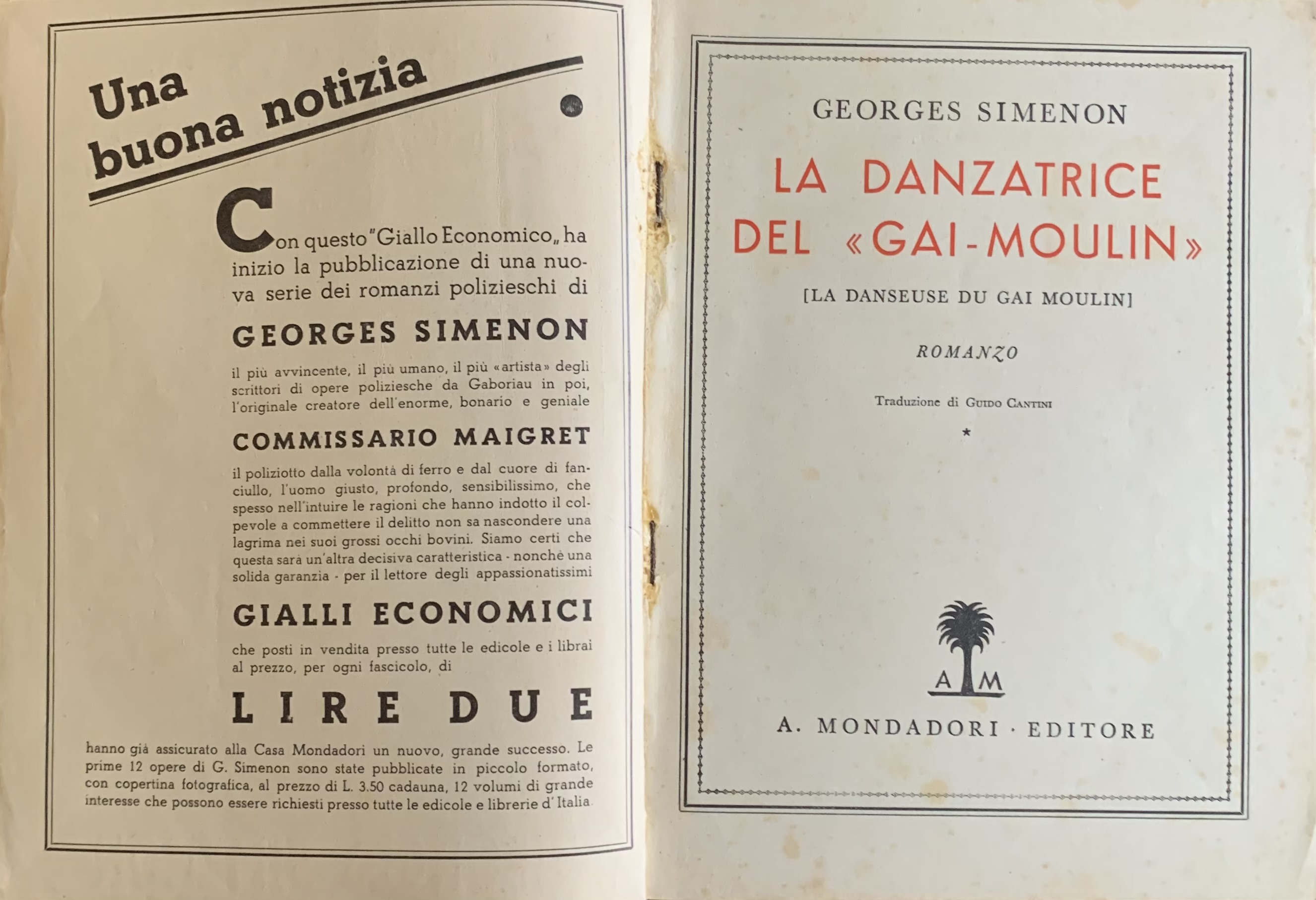 Simenon, Georges - La danzatrice del Gai Moulin   [Mondadori Milano, 1933] - immagine 3