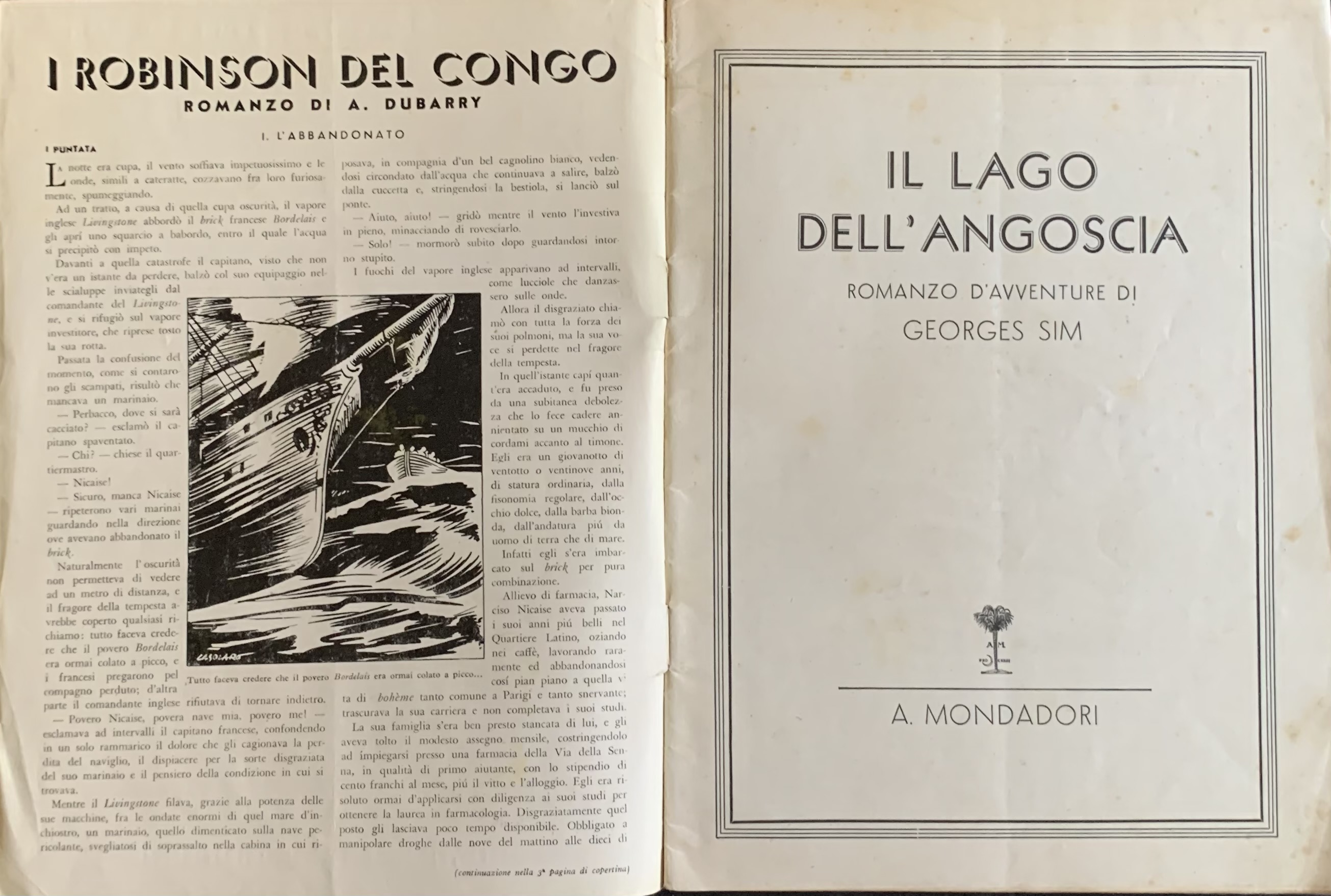 Sim, Georges (Simenon, Georges) - Il lago dell'angoscia   [Mondadori Milano, 1935] - immagine 3