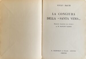 Baum, Vicki - La congiura della Santa Vema   [Bemporad Firenze, 1931] - immagine 3
