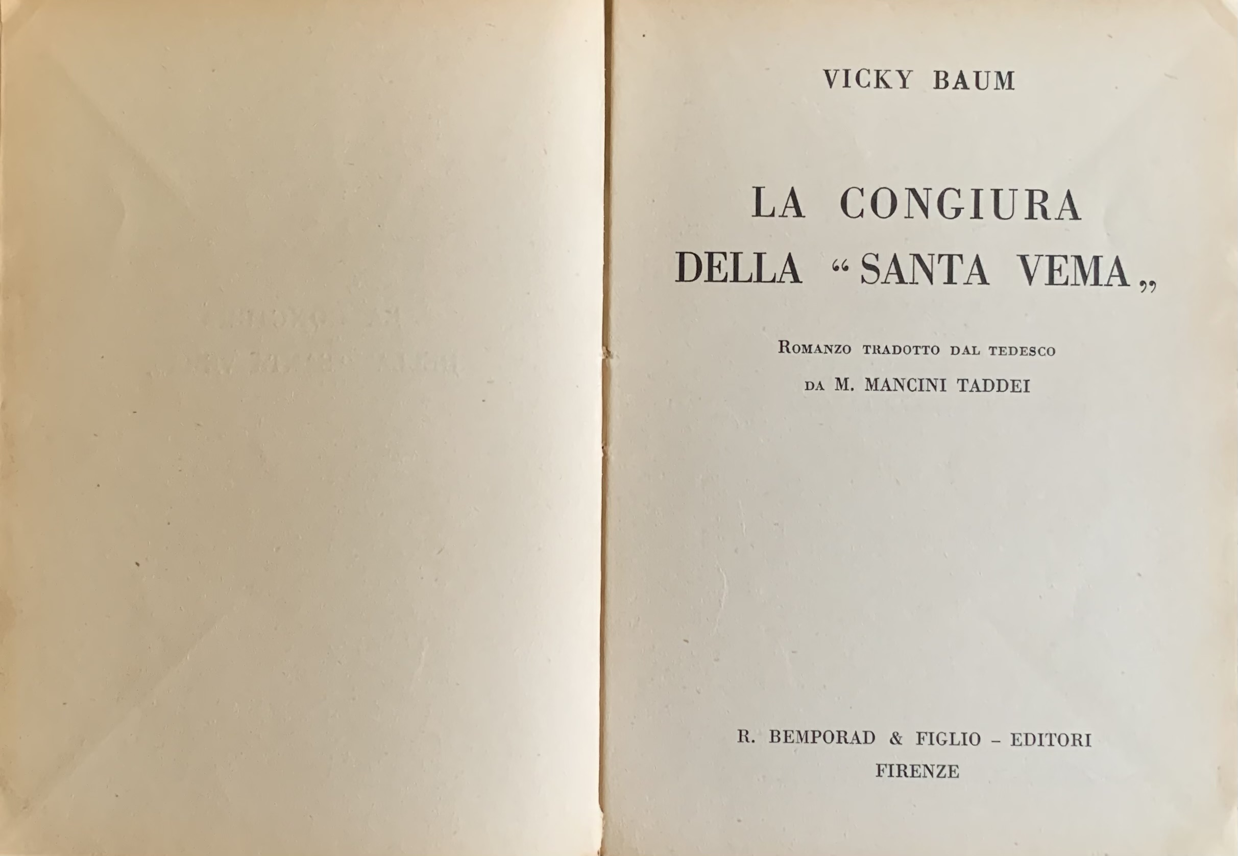 Baum, Vicki - La congiura della Santa Vema   [Bemporad Firenze, 1931] - immagine 3