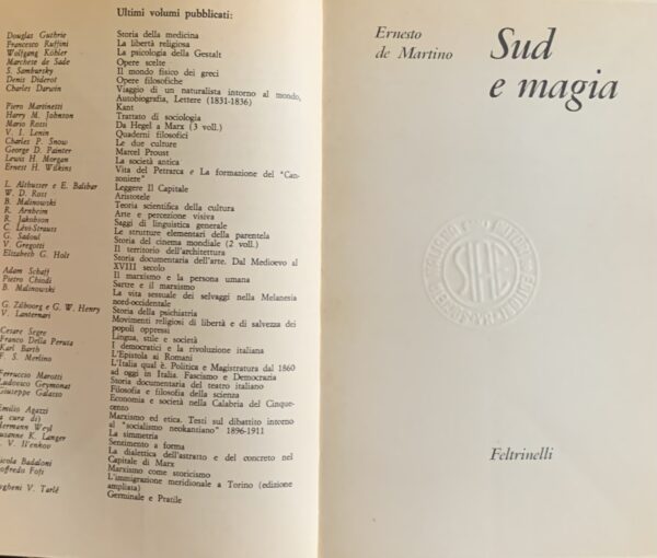 De Martino, Ernesto - Sud e magia   [Feltrinelli Milano, 1976]