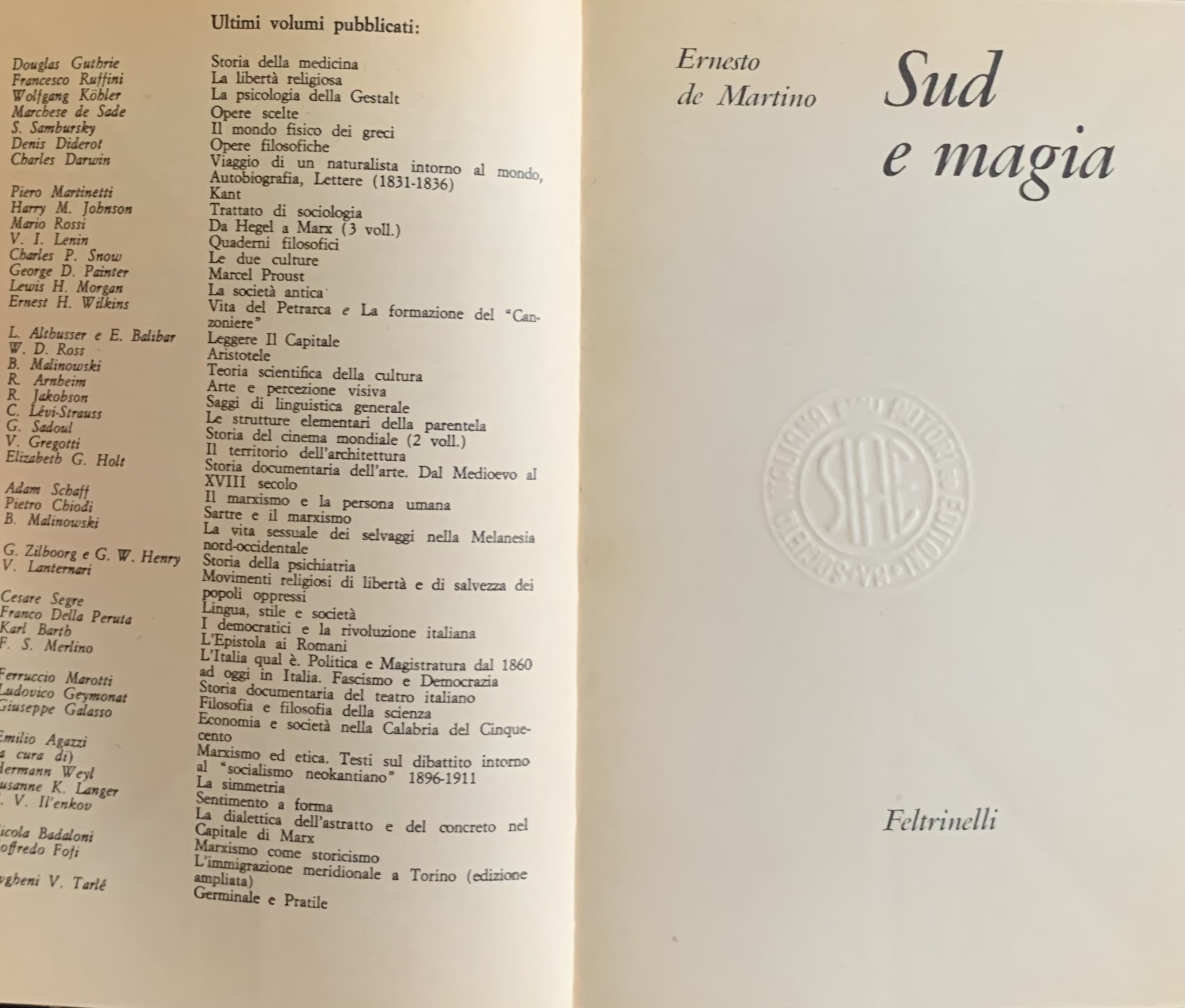 De Martino, Ernesto - Sud e magia   [Feltrinelli Milano, 1976] - immagine 3