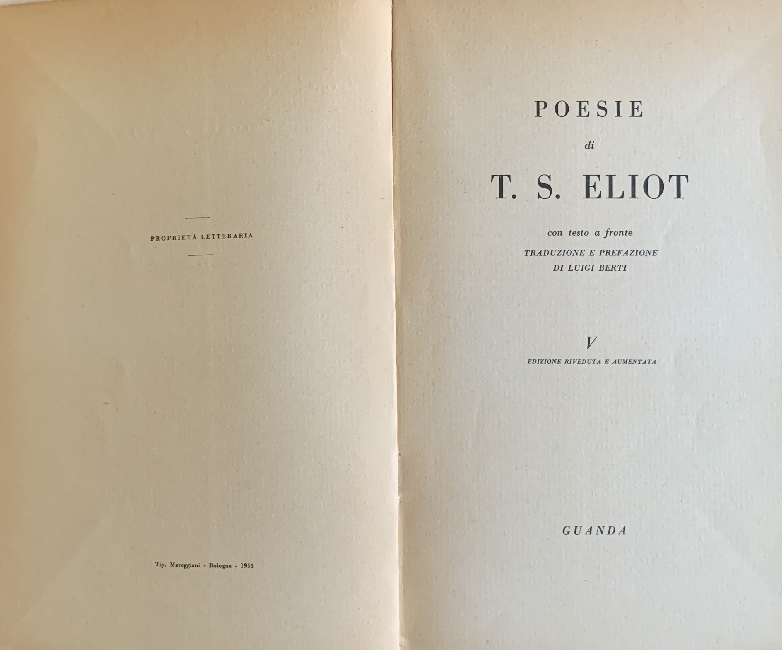 (Autografo di Concetto Pozzati) Eliot, Thomas Stearns - Poesie   [Guanda Parma, 1955] - immagine 3