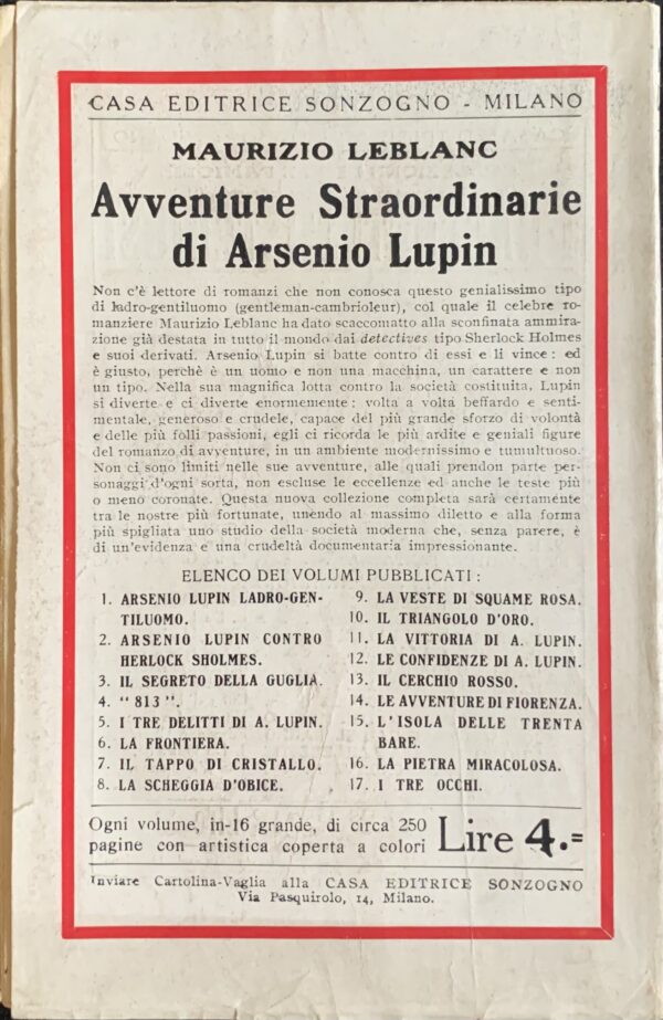 Leblanc, Maurice - La scheggia d'obice   [Sonzogno Milano, 1922]