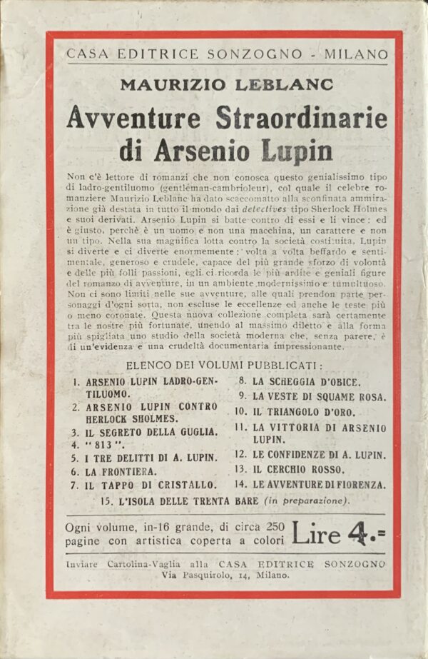 Leblanc, Maurice - "813"   [Sonzogno Milano, 1921]