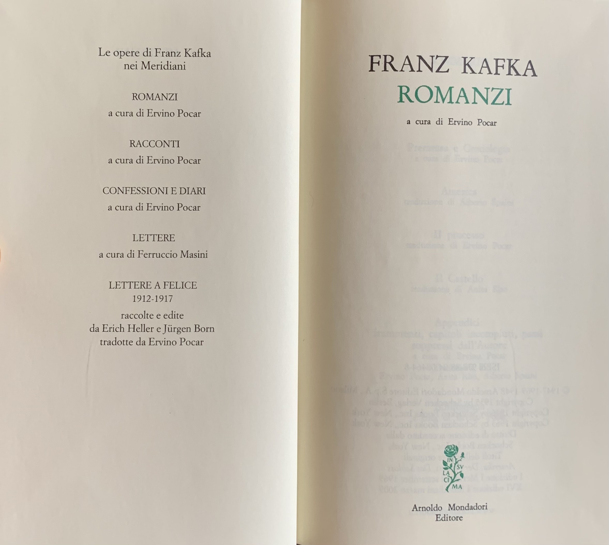 Kafka, Franz - Romanzi   [Mondadori Milano, 2009] - immagine 3