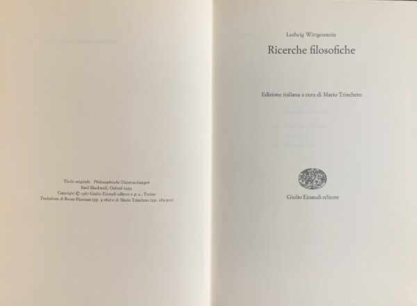 Wittgenstein, Ludwig - Ricerche filosofiche   [Einaudi Torino, 1967]