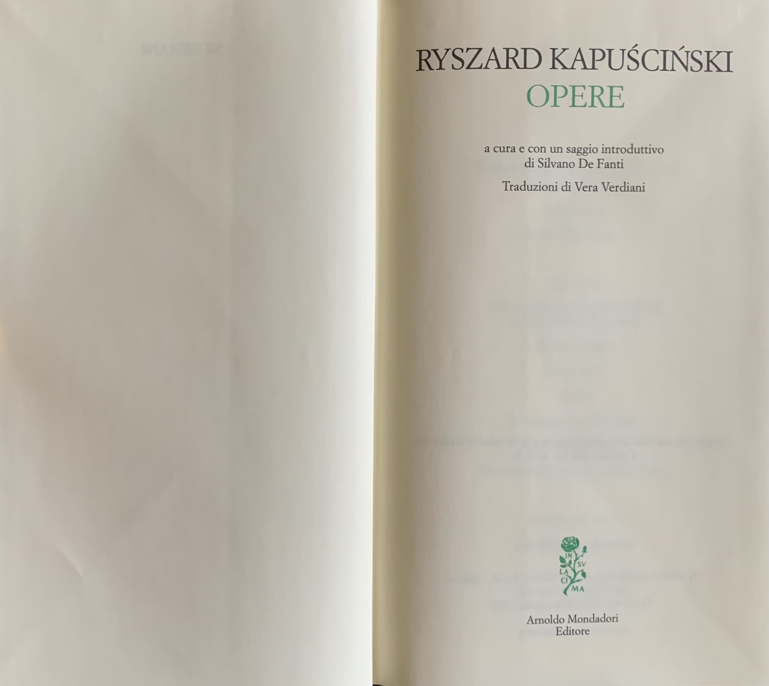 Kapuscinski, Ryszard - Opere   [Mondadori Milano, 2009] - immagine 3