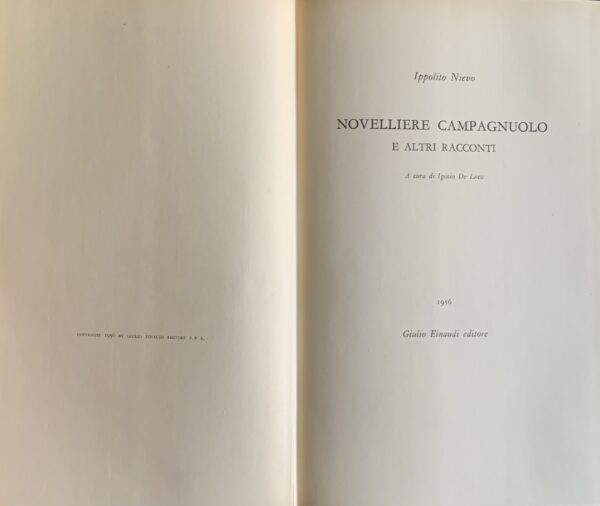 Nievo, Ippolito - Novelliere campagnuolo e altri racconti   [Einaudi Torino, 1956]