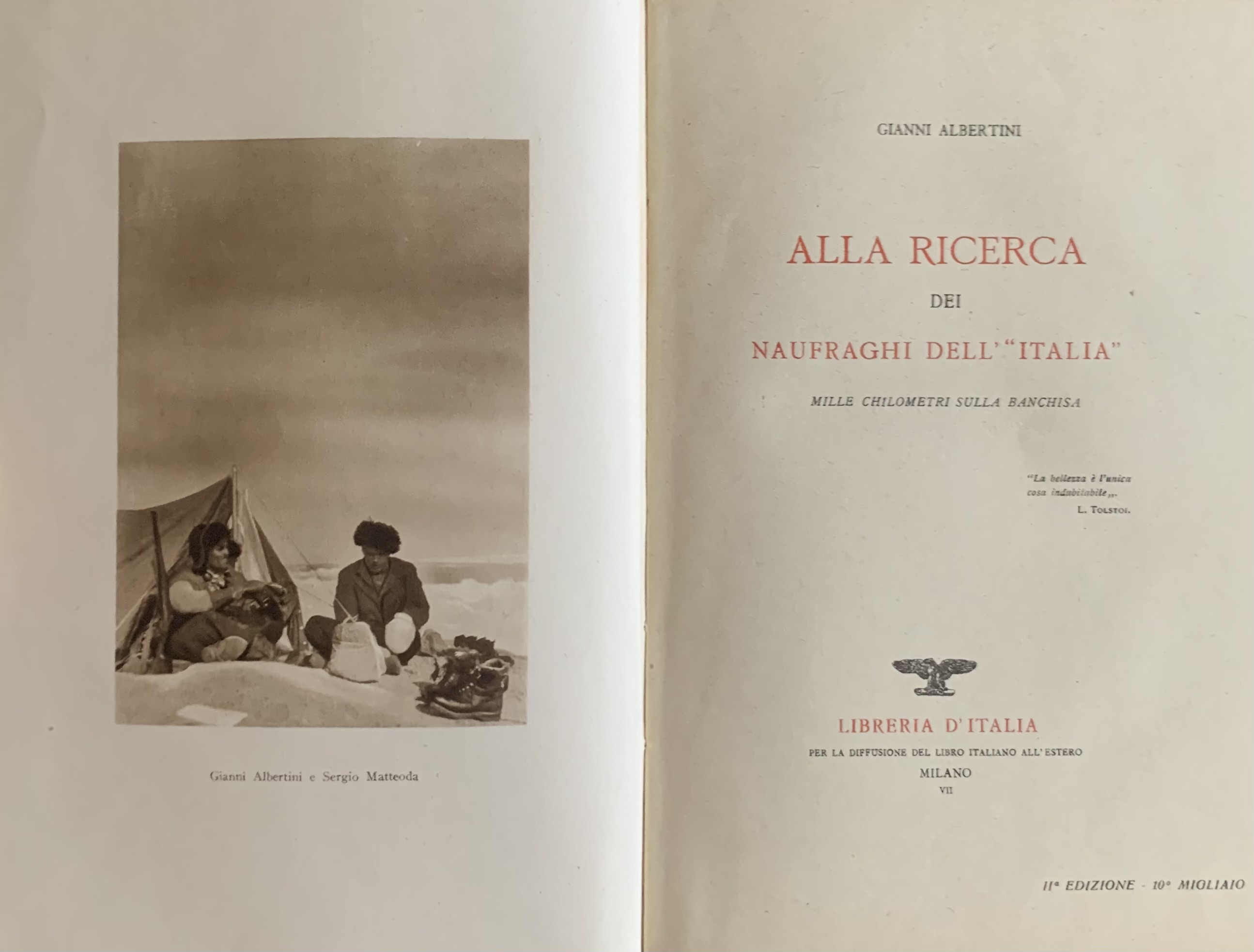 Albertini, Gianni - Alla ricerca dei naufraghi dell'Italia. Mille chilometri sulla banchisa   [Libreria d'Italia Milano, 1929] - immagine 3
