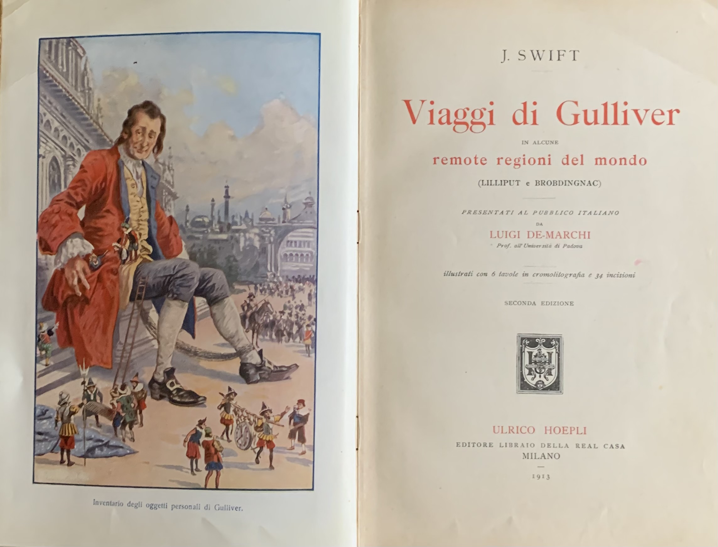 Swift, Jonathan - Viaggi di Gulliver in alcune remote regioni del mondo   [Hoepli Milano, 1913] - immagine 3
