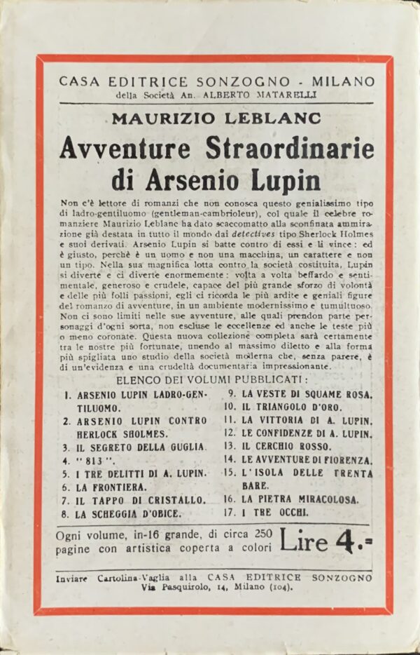 Leblanc, Maurice - Arsenio Lupin contro Herlock Sholmes   [Sonzogno Milano, 1928]