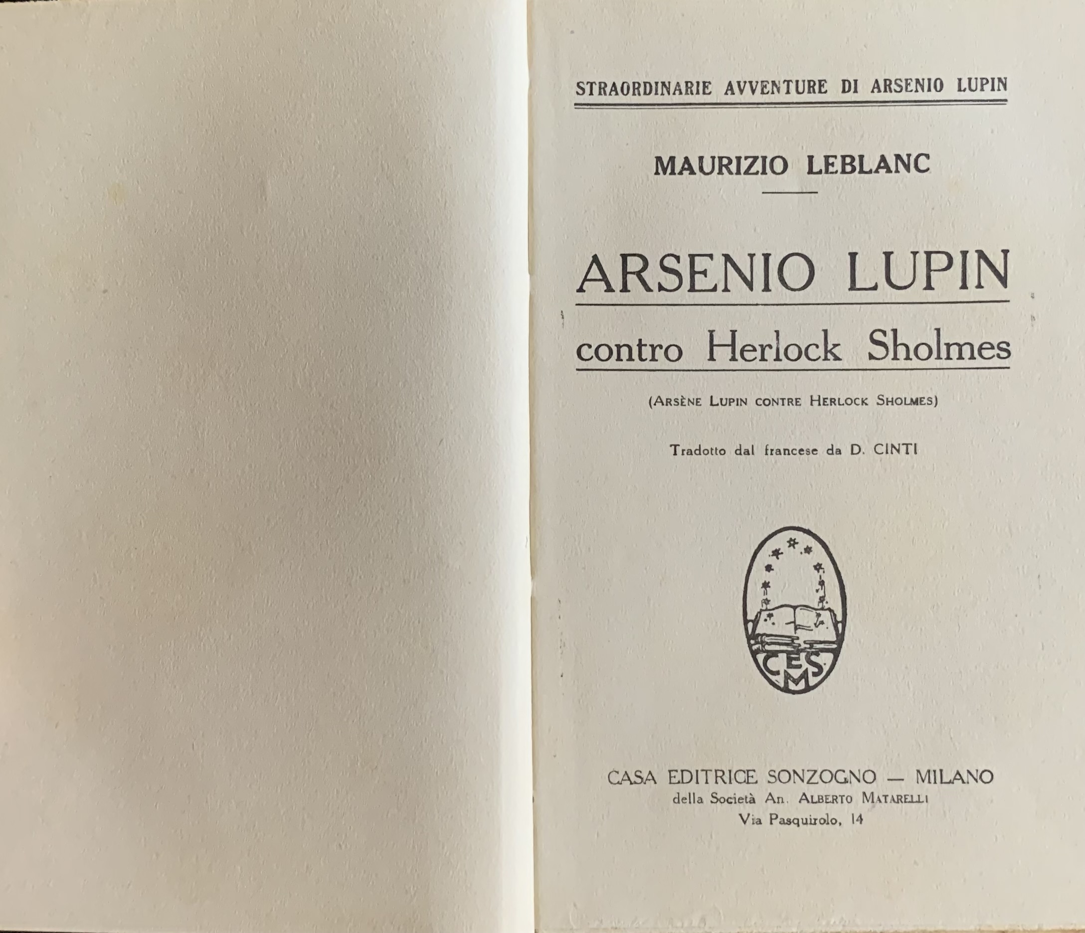 Leblanc, Maurice - Arsenio Lupin contro Herlock Sholmes   [Sonzogno Milano, 1928] - immagine 3