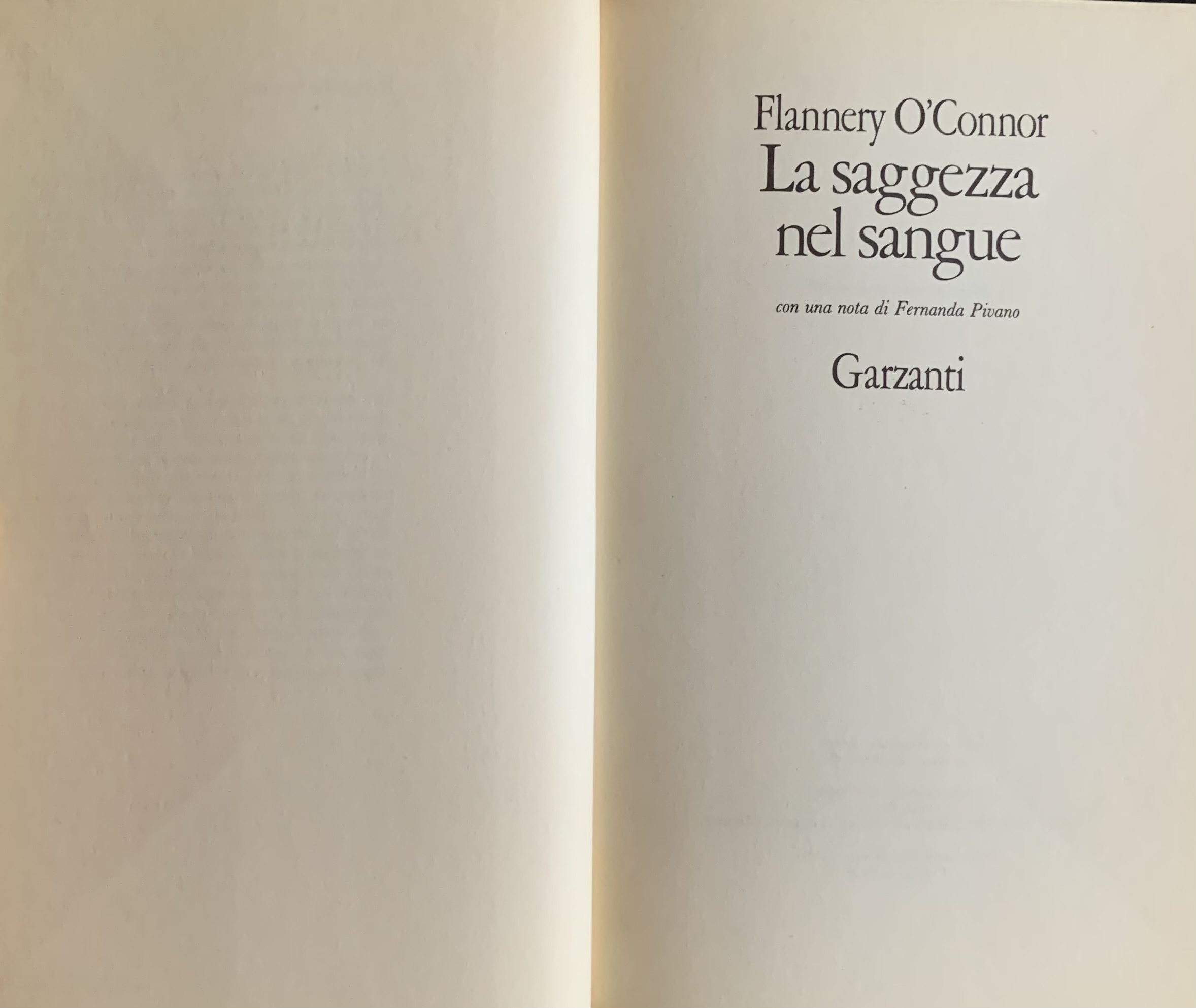 O'Connor - Flannery - La saggezza nel sangue   [Garzanti Milano, 1985] - immagine 3