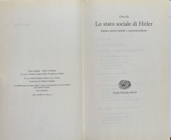 Aly, Gotz - Lo stato sociale di Hitler. Rapina, guerra e nazionalsocialismo   [Einaudi Torino, 2007]