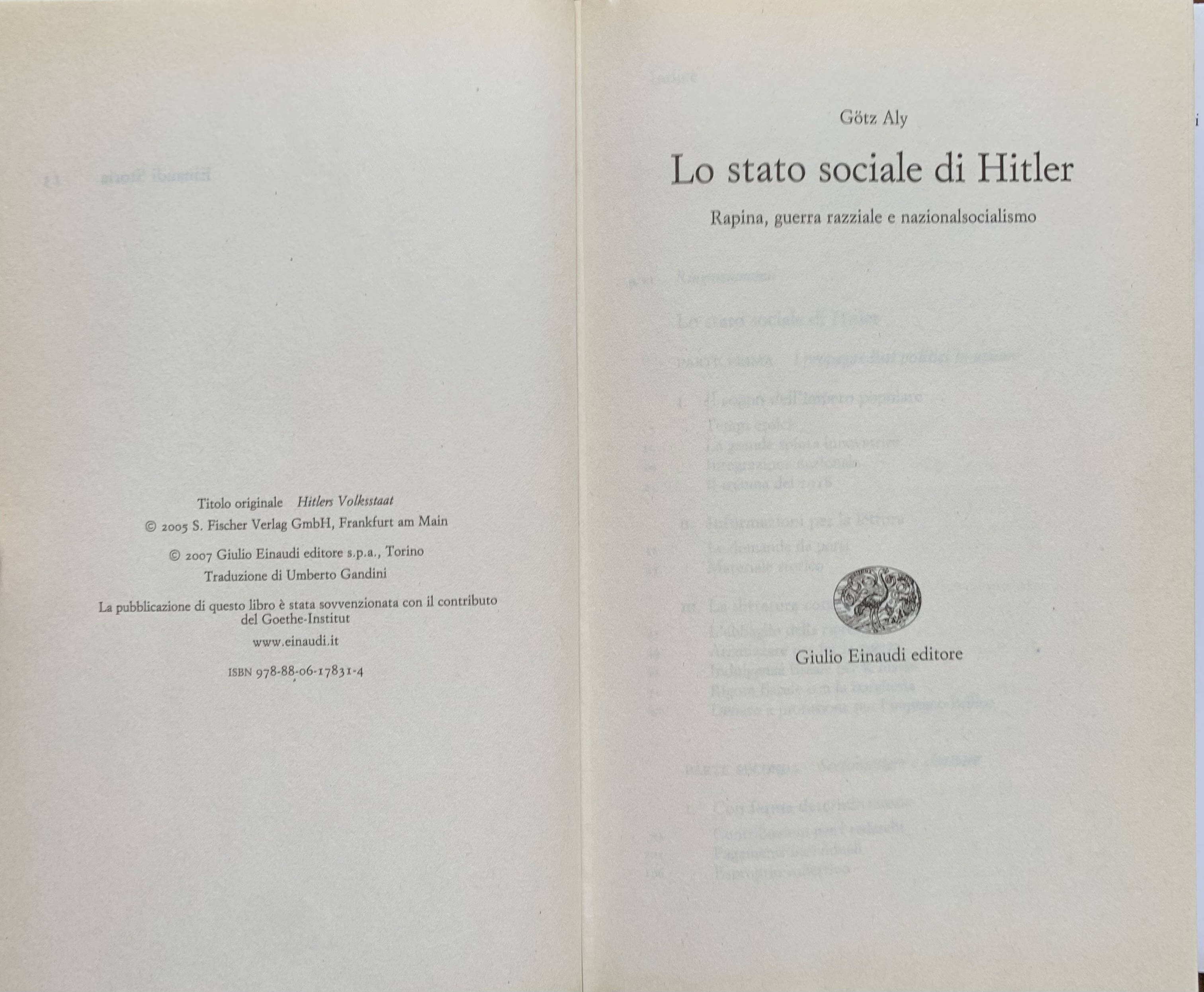 Aly, Gotz - Lo stato sociale di Hitler. Rapina, guerra e nazionalsocialismo   [Einaudi Torino, 2007] - immagine 3