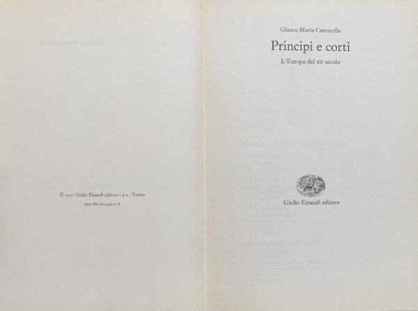Cantarella, Glauco Maria - Principi e corti. L'Europa del XII secolo   [Einaudi Torino, 1997]