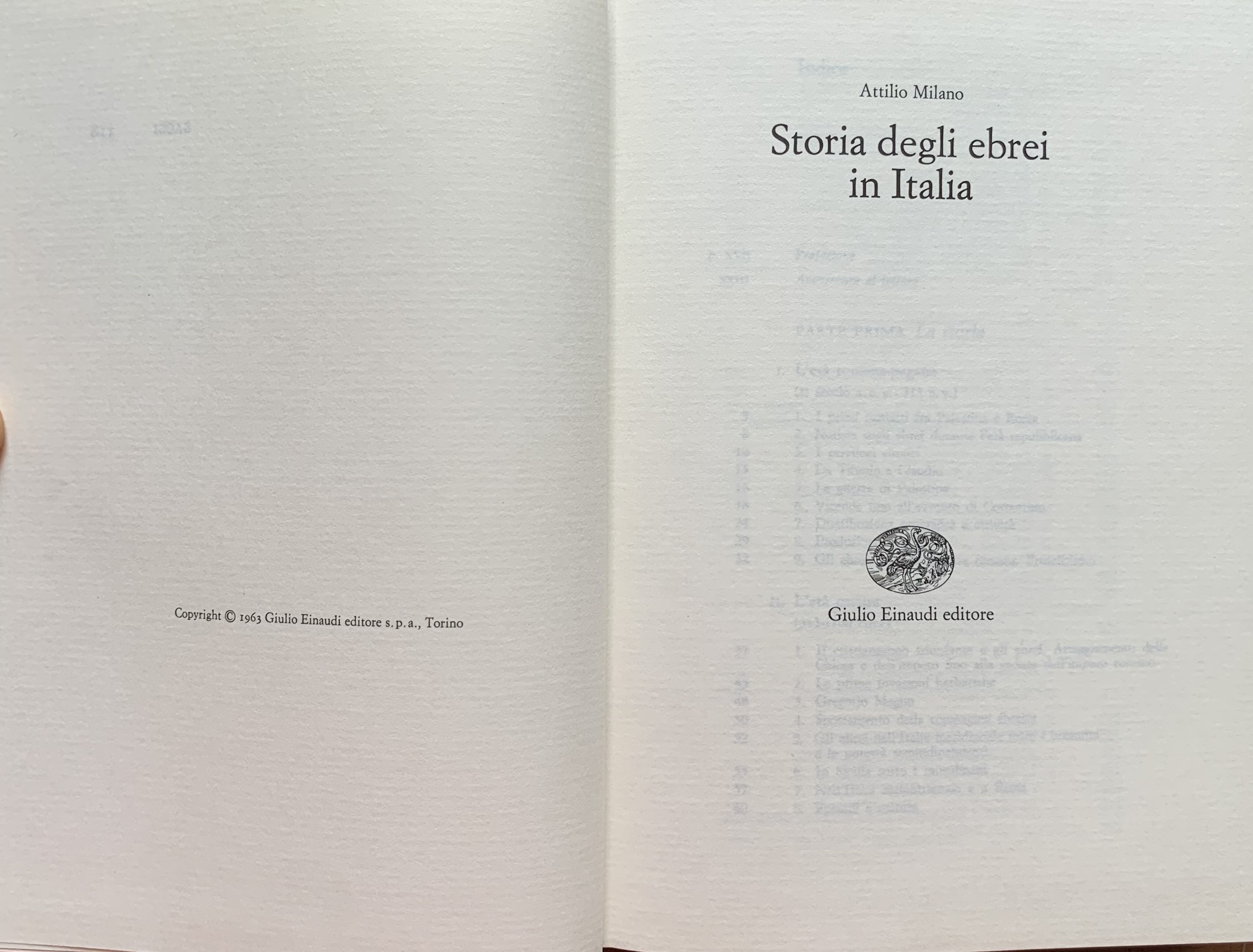 Milano, Attilio - Storia degli ebrei in Italia   [Einaudi Torino, 1963] - immagine 3