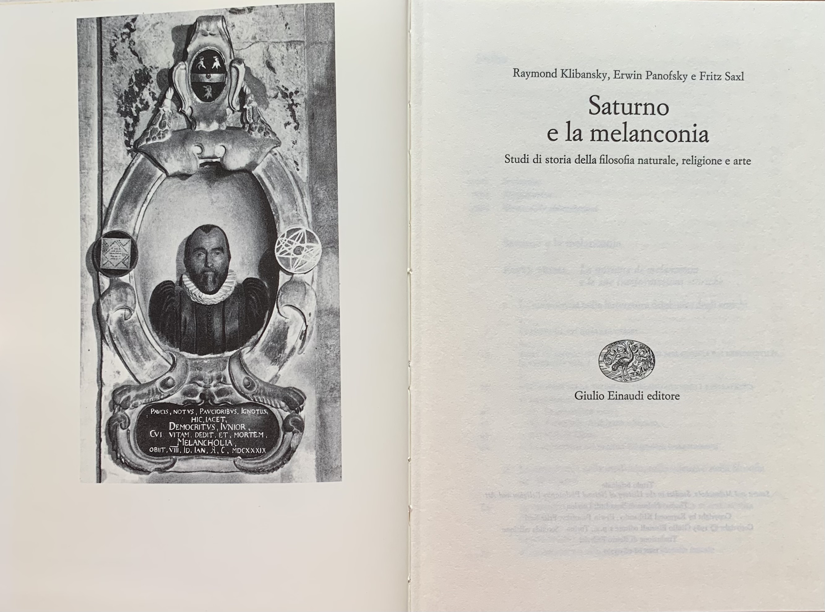 Klibansky, Raymond,  Panofsky, Erwin e Saxl, Fritz - Saturno e la melanconia. Studi di storia della filosofia naturale, religione e arte   [Einaudi Torino, 1984] - immagine 3