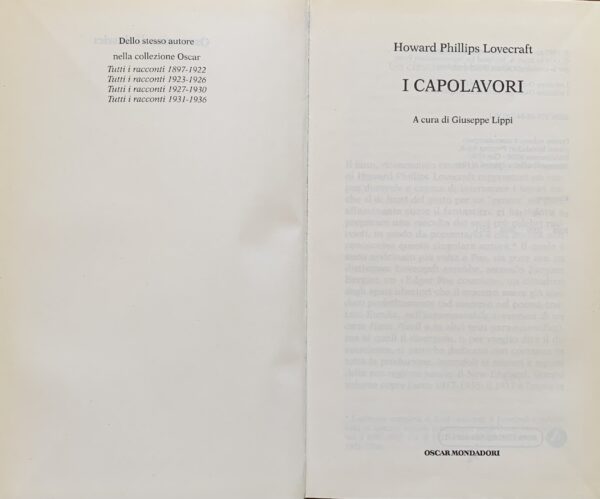 Lovecraft, Howard Phillips - I capolavori   [Mondadori Milano, 2008]