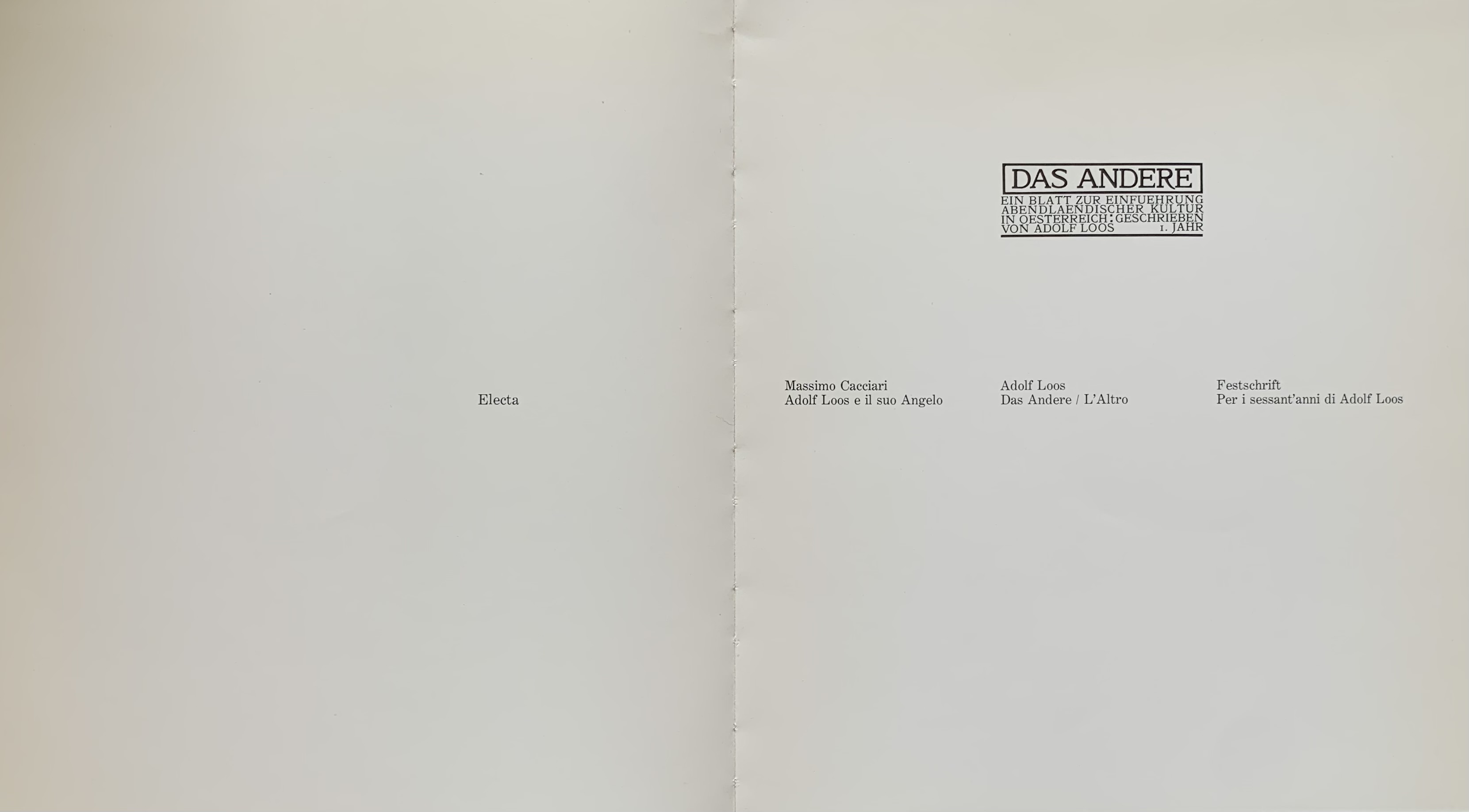 Cacciari, Massimo - Adolf Loos e il suo Angelo   [Electa Milano, 1981] - immagine 3