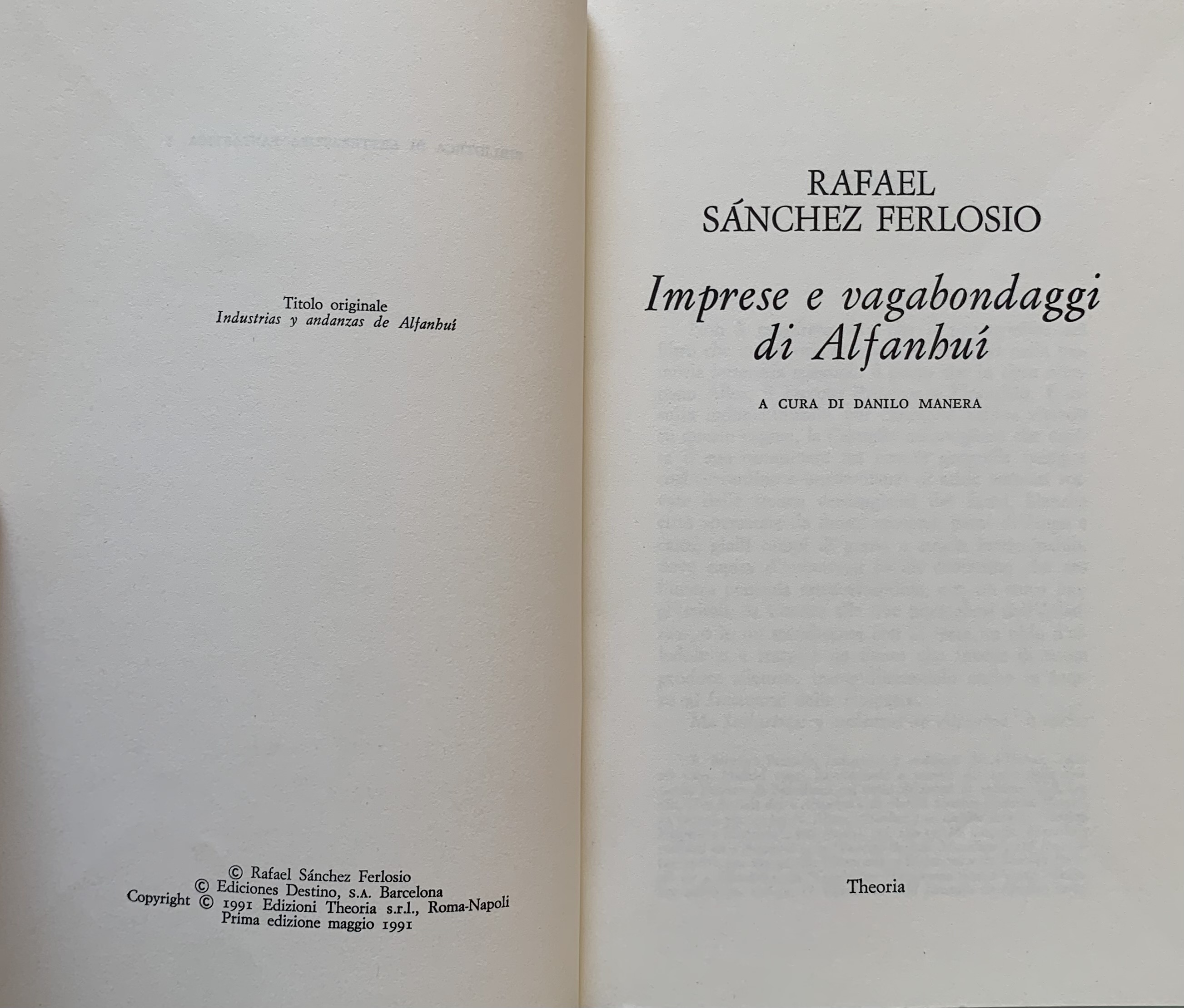 Sanchez Ferlosio, Rafael - Imprese e vagabondaggi in Alfanhui   [Theoria Roma, 1991] - immagine 3