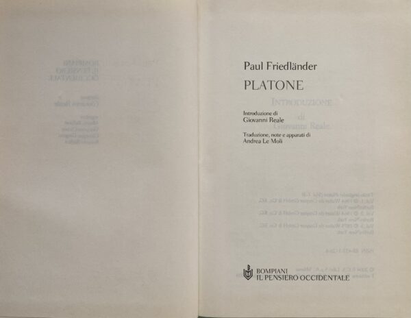 Friedlander, Paul - Platone   [Bompiani Milano, 2004]