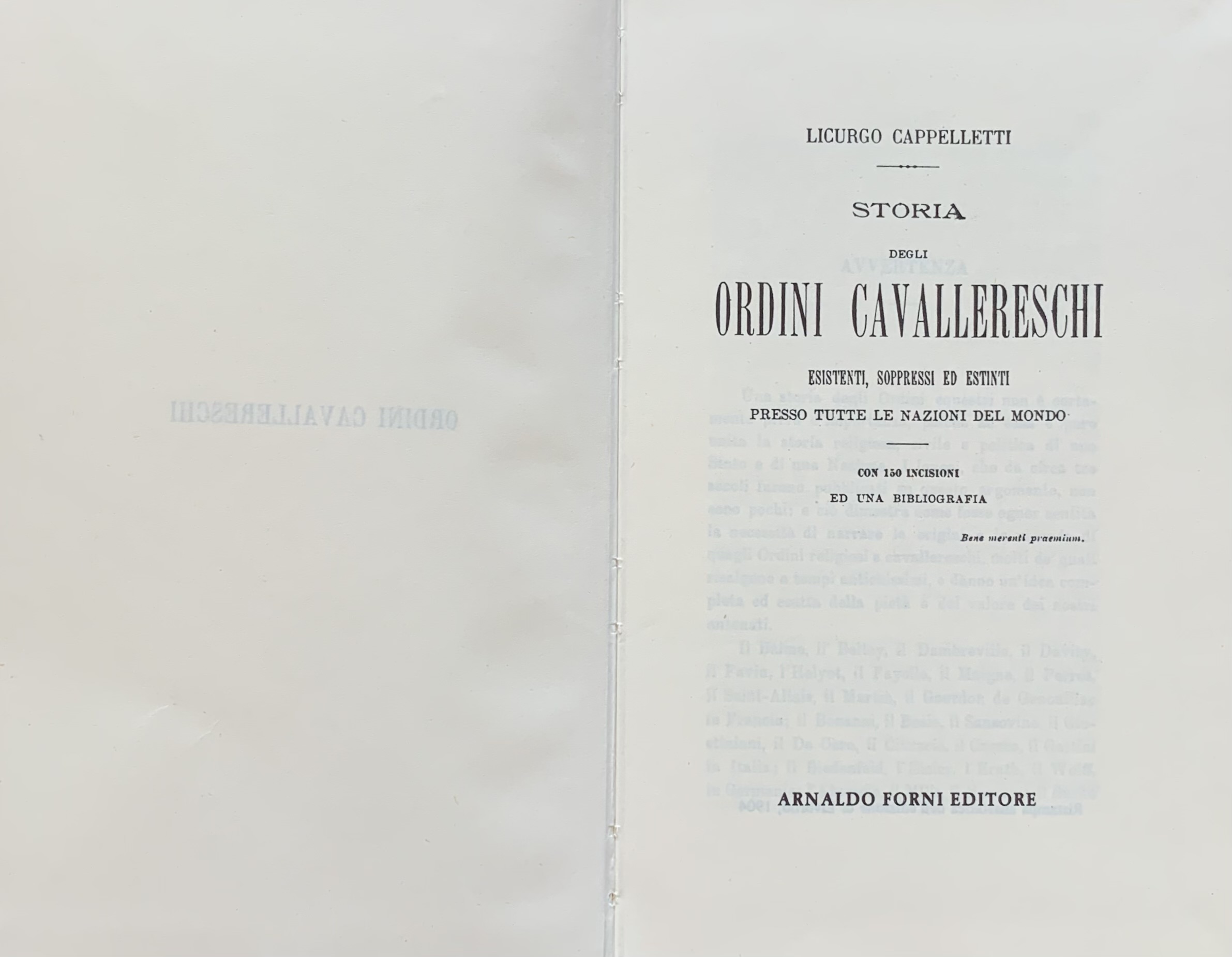 Cappelletti, Licurgo - Storia degli ordini cavallereschi   [Forni Bologna, 1981]