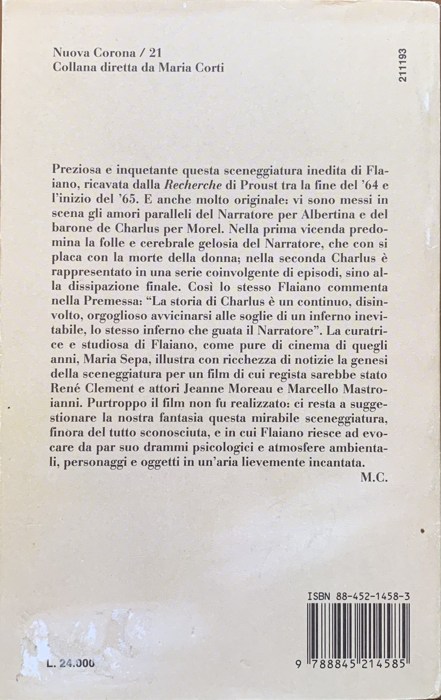 Flaiano, Ennio - Progetto Proust   [Bompiani Milano, 1989]