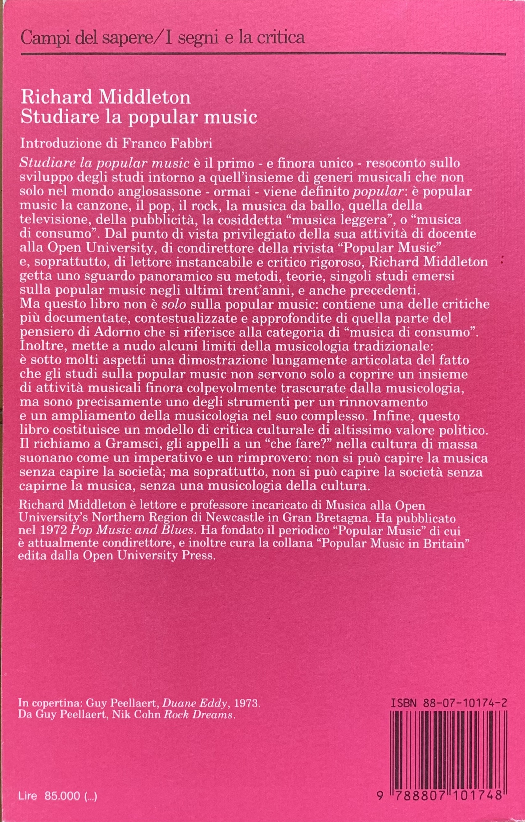 Middleton, Richard - Studiare la popular music   [Feltrinelli Milano, 1994]