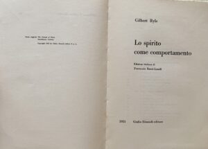 Ryle, Gilbert - Lo spirito come comportamento   [Einaudi Torino, 1955] - immagine 3